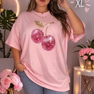 Tshirt Center Pink Cherry Graphic Tee
